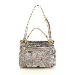 Pre Owned Miu Miu Silver Paillette Sequins Turn Lock Shoulder Bag