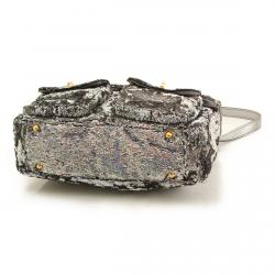 Pre Owned Miu Miu Silver Paillette Sequins Turn Lock Shoulder Bag