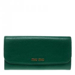 Miu Miu Green Leather Continental Wallet