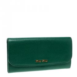 Miu Miu Green Leather Continental Wallet
