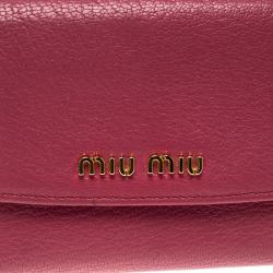 مملوكة مسبقًا محفظة ميو ميو مادراس جلد وردي مضغوطة