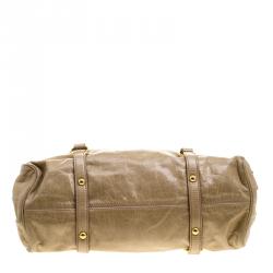 Miu Miu Beige Glazed Leather Bow Tote