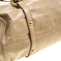 Miu Miu Beige Glazed Leather Bow Tote