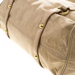 Miu Miu Beige Glazed Leather Bow Tote