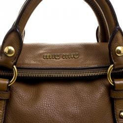 مملوكة مسبقًا Miu Miu Brown Leather Bow Top Handle Bag
