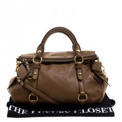 مملوكة مسبقًا Miu Miu Brown Leather Bow Top Handle Bag