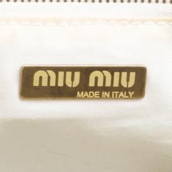 Miu Miu Navy Blue/White Denim and Leather Top Handle Bag