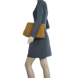Pre Owned Miu Miu Brown Suede Matelasse Clutch