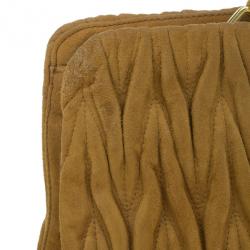 Pre Owned Miu Miu Brown Suede Matelasse Clutch