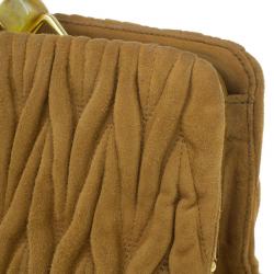 Pre Owned Miu Miu Brown Suede Matelasse Clutch