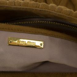 Pre Owned Miu Miu Brown Suede Matelasse Clutch