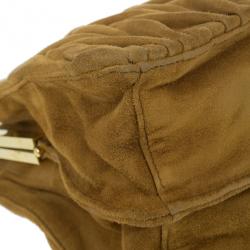 Pre Owned Miu Miu Brown Suede Matelasse Clutch