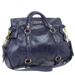 Pre Owned Miu Miu Purple Leather Bow Satchel