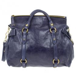 Pre Owned Miu Miu Purple Leather Bow Satchel