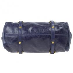 Pre Owned Miu Miu Purple Leather Bow Satchel