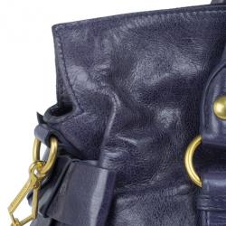 Pre Owned Miu Miu Purple Leather Bow Satchel
