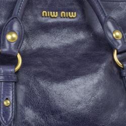 Pre Owned Miu Miu Purple Leather Bow Satchel