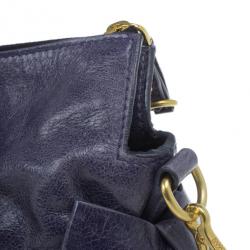 Pre Owned Miu Miu Purple Leather Bow Satchel