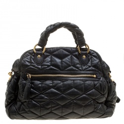 Miu Miu Black Matelasse Leather Satchel