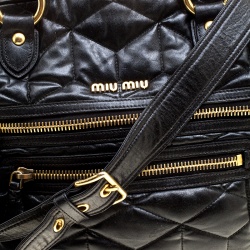 Miu Miu Black Matelasse Leather Satchel