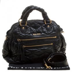Miu Miu Black Matelasse Leather Satchel