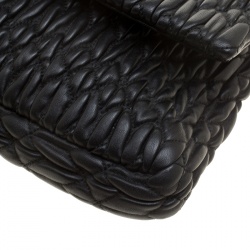 Miu Miu Black Matelassé Leather Crystal Flap Shoulder Bag