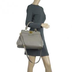 Pre Owned Miu Miu Grey Leather Top Handle Bag