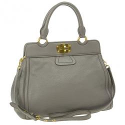 Pre Owned Miu Miu Grey Leather Top Handle Bag