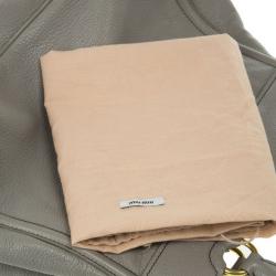 Pre Owned Miu Miu Grey Leather Top Handle Bag