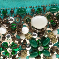 Pre Owned حقيبة ميو ميو يد بامبو خرزات وترتر خضراء