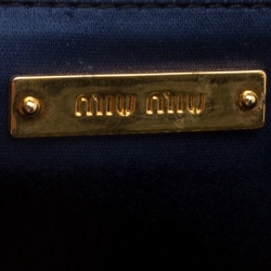 Pre Owned Miu Miu Blue Matelasse Leather Wristlet Clutch