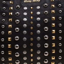 Miu Miu Black Leather Studded Monk Bag