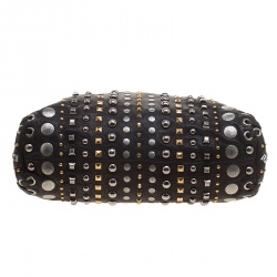 Miu Miu Black Leather Studded Monk Bag