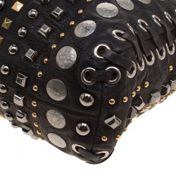 Miu Miu Black Leather Studded Monk Bag