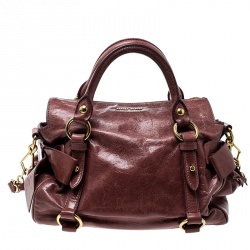 Miu Miu Miu Miu Brown Vitello Lux Mini Bow Bag Leather ref.332846