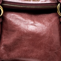Miu Miu Burgundy Vitello Lux Leather Bow Top Handle Bag