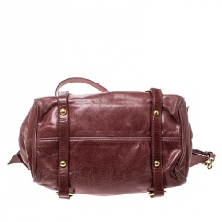 Miu Miu Burgundy Vitello Lux Leather Bow Top Handle Bag