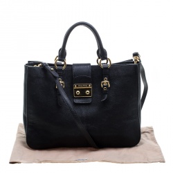 Pre Owned Miu Miu Black Leather Madras Executive Tote