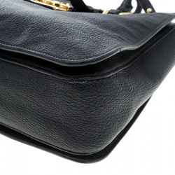 Pre Owned Miu Miu Black Leather Madras Executive Tote