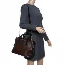 Miu Miu Dark Brown/Black Leather Caribou Top Handle Bag