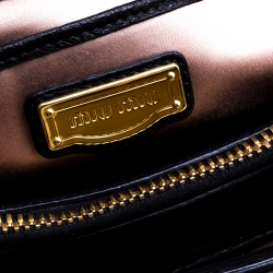 Miu Miu Dark Brown/Black Leather Caribou Top Handle Bag