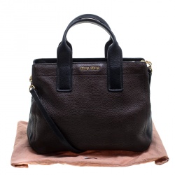 Miu Miu Dark Brown/Black Leather Caribou Top Handle Bag