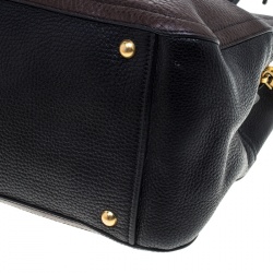 Miu Miu Dark Brown/Black Leather Caribou Top Handle Bag