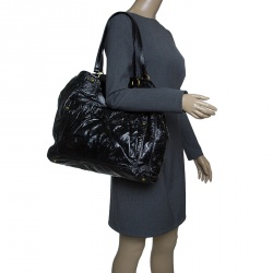 Miu Miu Black Patent Leather Front Pocket Tote