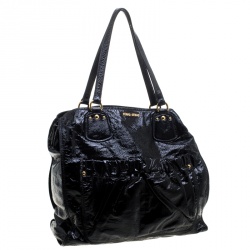 Miu Miu Black Patent Leather Front Pocket Tote