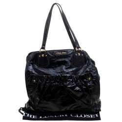 Miu Miu Black Patent Leather Front Pocket Tote