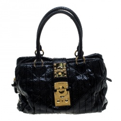 Miu Miu Black Python Embossed Satchel