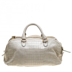 Miu Miu White Croc Embossed Patent Leather Bowling Bag
