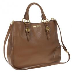 مملوكة مسبقًا Miu Miu Brown Leather Textured Tote