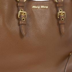 مملوكة مسبقًا Miu Miu Brown Leather Textured Tote